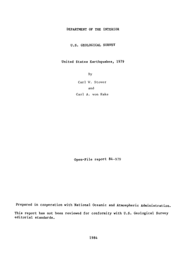 United States Earthquakes, 1979 Open-File Report 84-979 Prepared