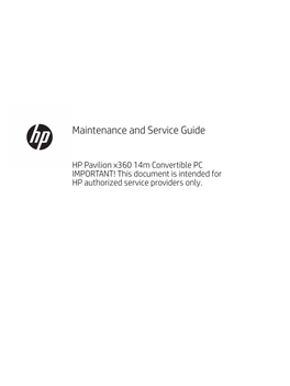 Maintenance and Service Guide HP Pavilion X360 14M Convertible