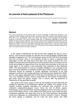 Siberian Corpus of Mobiliary Palaeoart, We Have at Present Almost No Other Representatives Even from the Final Part of the Pleistocene