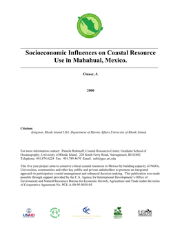 Socioeconomic Influences on Coastal Resource Use in Mahahual, Mexico. ______