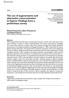 The Use of Augmentative and Alternative Communication In