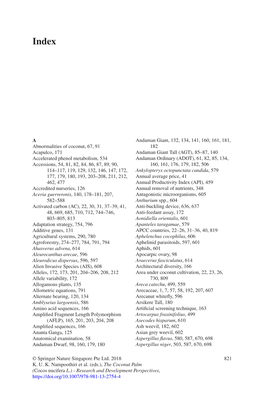 821 © Springer Nature Singapore Pte Ltd. 2018 K. U. K. Nampoothiri Et Al. (Eds.), the Coconut Palm (Cocos Nucifera