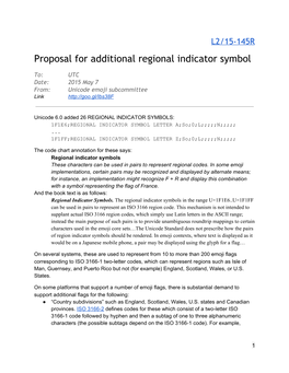 Proposal for Additional Regional Indicator Symbol