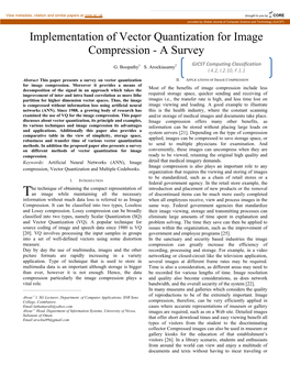 Implementation of Vector Quantization for Image Compression - a Survey