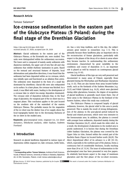 Ice-Crevasse Sedimentation in the Eastern Part of the Głubczyce Plateau (S Poland) During the ﬁnal Stage of the Drenthian Glaciation