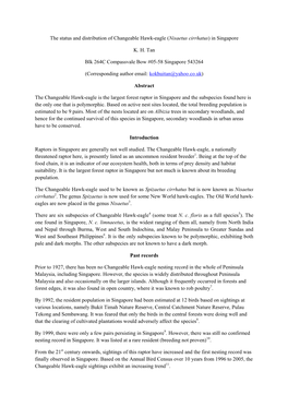 The Status and Distribution of Changeable Hawk-Eagle (Nisaetus Cirrhatus) in Singapore