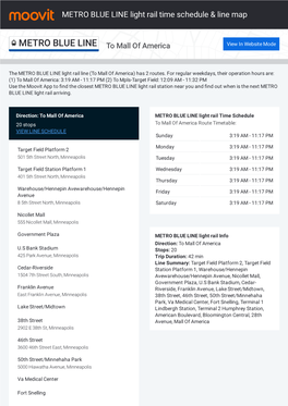 METRO BLUE LINE Light Rail Time Schedule & Line