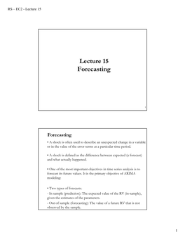 Lecture 15 Forecasting