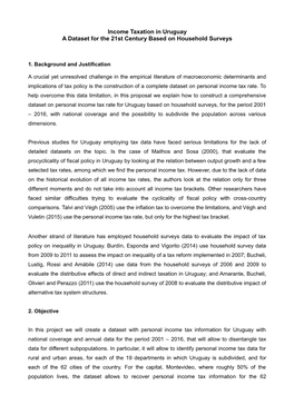 Income Taxation in Uruguay a Dataset for the 21St Century Based on Household Surveys