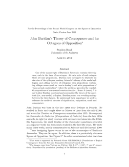 John Buridan's Theory of Consequence and His Octagons Of