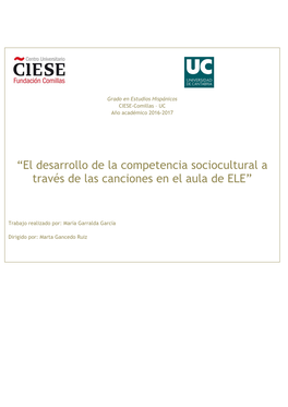 “El Desarrollo De La Competencia Sociocultural a Través De Las Canciones En El Aula De ELE”