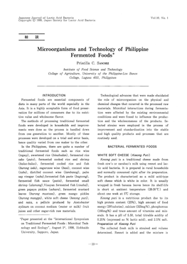 Microorganisms and Technology of Philippine Fermented Foods