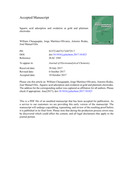 Squaric Acid Adsorption and Oxidation at Gold and Platinum Electrodes