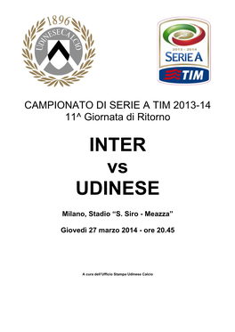 INTER Vs UDINESE