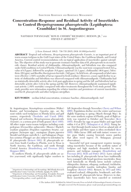 Concentration–Response and Residual Activity of Insecticides to Control Herpetogramma Phaeopteralis (Lepidoptera: Crambidae) in St