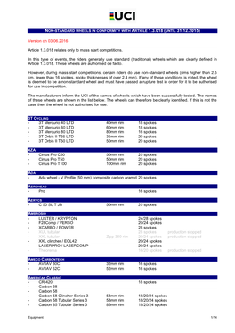 Non-Standard Wheels in Conformity with Article 1.3.018 (Until 31.12.2015)