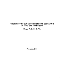 THE IMPACT of EUGENICS on SPECIAL EDUCATION in 1930S SAN FRANCISCO