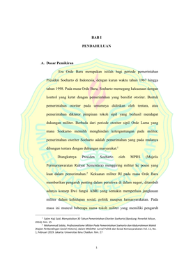 BAB I PENDAHULUAN A. Dasar Pemikiran Era Orde Baru