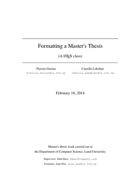 Formatting a Master's Thesis