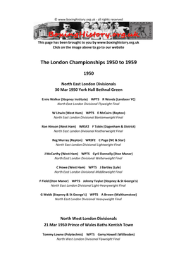 The London Championships 1950 to 1959
