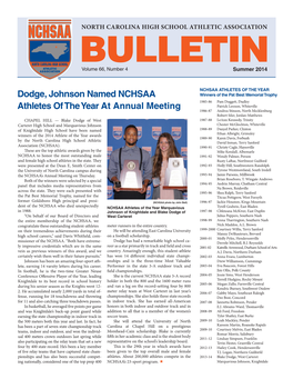 Dodge, Johnson Named NCHSAA Athletes of the Year at Annual