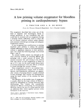 A Low Priming Volume Oxygenator for Bloodless Priming in Cardiopulmonary Bypass