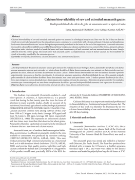 Calcium Bioavailability of Raw and Extruded Amaranth Grains Biodisponibilidade Do Cálcio Do Grão De Amaranto Antes E Após Extrusão