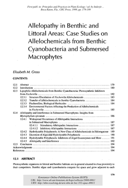 Allelopathy in Benthic and Littoral Areas: Case Studies on Allelochemicals from Benthic Cyanobacteria and Submersed Macrophytes