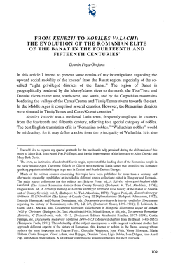 From Kenezii to Nobiles Valachi: the Evolution of the Romanian Elite of the Banat in the Fourteenth and Fifteenth Centuries1