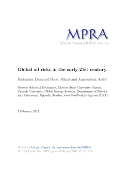 Global Oil Risks in the Early 21St Century