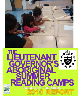 The Lieutenant Governor's Aboriginal Summer Reading Camps