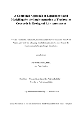 A Combined Approach of Experiments and Modelling for the Implementation of Freshwater Copepods in Ecological Risk Assessment