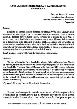 Luis Alberto De Herrera Y La Revolución En América‘