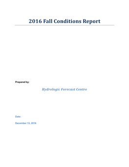 2016 Fall Conditions Report