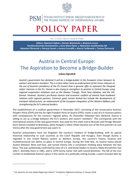 Austria in Central Europe: the Aspiration to Become a Bridge-Builder Łukasz Ogrodnik