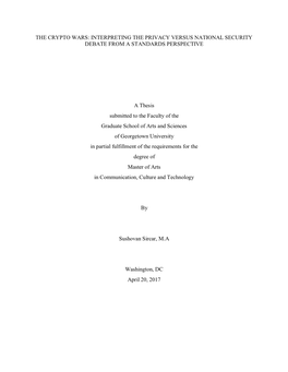 The Crypto Wars: Interpreting the Privacy Versus National Security Debate from a Standards Perspective