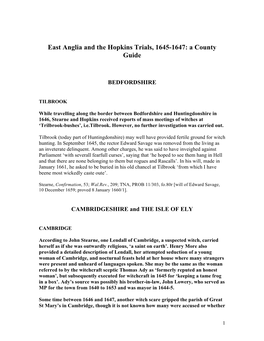 East Anglia and the Hopkins Trials, 1645-1647: a County Guide