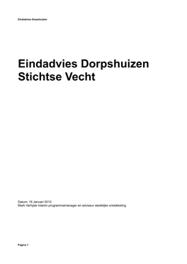 Eindadvies Dorpshuizen Stichtse Vecht