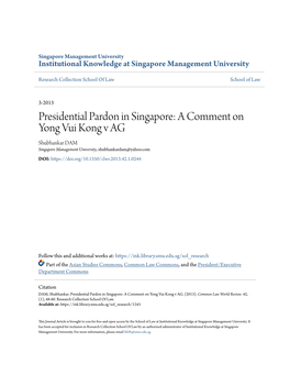 Presidential Pardon in Singapore