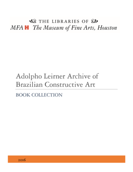 Adolpho Leirner Archive of Brazilian Constructive Art BOOK COLLECTION