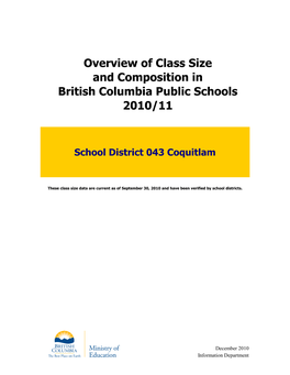Overview of Class Size and Composition in British Columbia Public Schools 2010/11