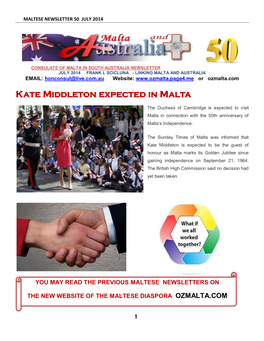 Kate Middleton Expected in Malta