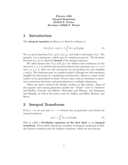 1 Introduction 2 Integral Transforms