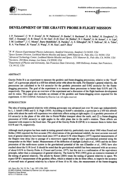 Development of the Gravity Probe B Flight Mission