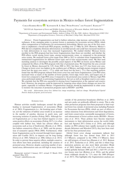 Payments for Ecosystem Services in Mexico Reduce Forest Fragmentation