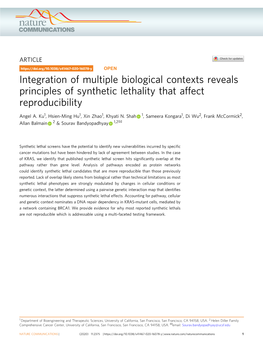 Integration of Multiple Biological Contexts Reveals Principles of Synthetic Lethality That Affect Reproducibility