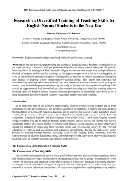 Research on Diversified Training of Teaching Skills for English Normal Students in the New Era