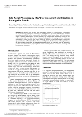 Kite Aerial Photography (KAP) for Rip Current Identification in Parangtritis Beach