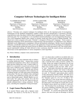 Computer Software Technologies for Intelligent Robot