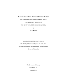 Augustinian Virtue in the Dickensian World: the Role of Christian Friendship in the Conversion of Souls and the Move Toward the Heavenly City